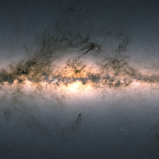 Milky Way, the band of the Milky Way around the Galactic centre, from Gaia's all-sky colour map